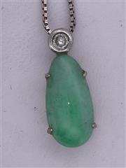 Synthetic Jade Stone Necklace 925 Silver 3.14g